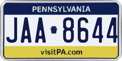 PA license plate JAA8644