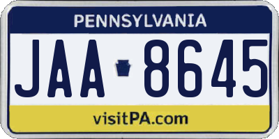 PA license plate JAA8645