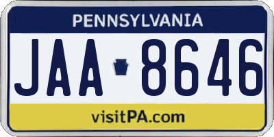 PA license plate JAA8646