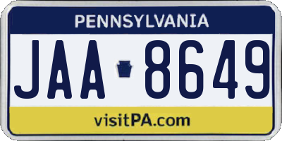 PA license plate JAA8649