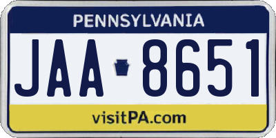 PA license plate JAA8651