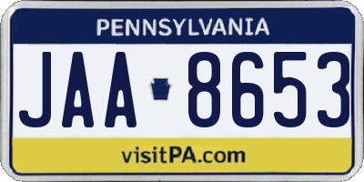 PA license plate JAA8653