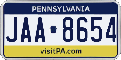 PA license plate JAA8654