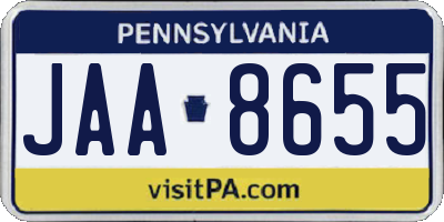 PA license plate JAA8655