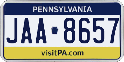 PA license plate JAA8657