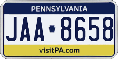 PA license plate JAA8658