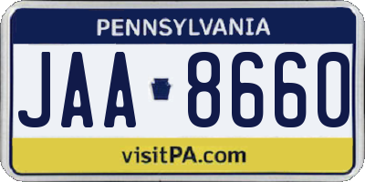 PA license plate JAA8660