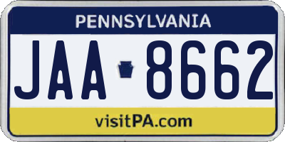 PA license plate JAA8662