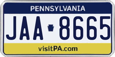 PA license plate JAA8665