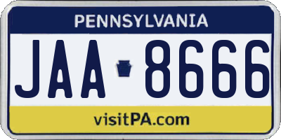 PA license plate JAA8666