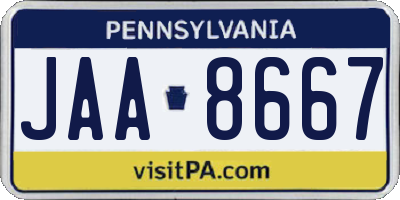 PA license plate JAA8667