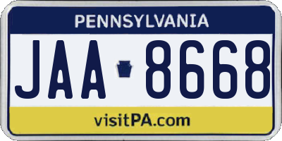 PA license plate JAA8668