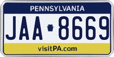 PA license plate JAA8669