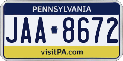 PA license plate JAA8672