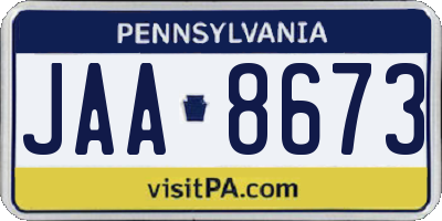 PA license plate JAA8673