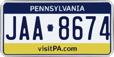 PA license plate JAA8674