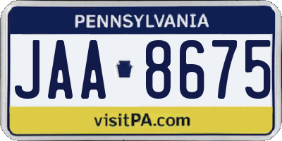 PA license plate JAA8675