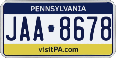 PA license plate JAA8678