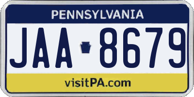 PA license plate JAA8679