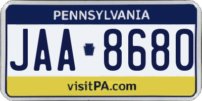 PA license plate JAA8680