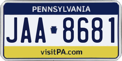 PA license plate JAA8681