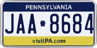 PA license plate JAA8684