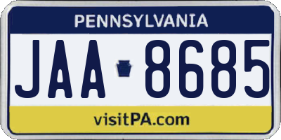 PA license plate JAA8685