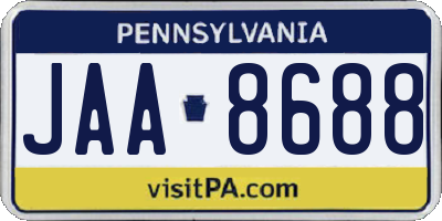 PA license plate JAA8688