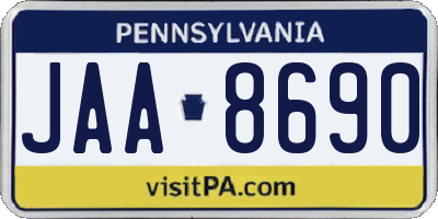 PA license plate JAA8690