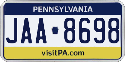 PA license plate JAA8698