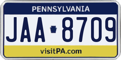 PA license plate JAA8709