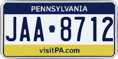 PA license plate JAA8712