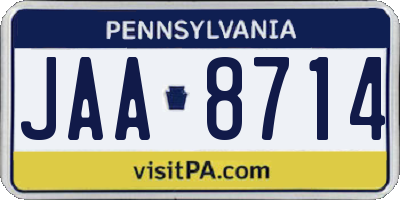 PA license plate JAA8714