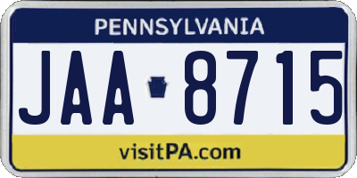 PA license plate JAA8715