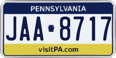 PA license plate JAA8717