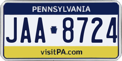 PA license plate JAA8724