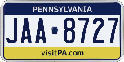 PA license plate JAA8727