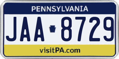 PA license plate JAA8729