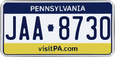 PA license plate JAA8730