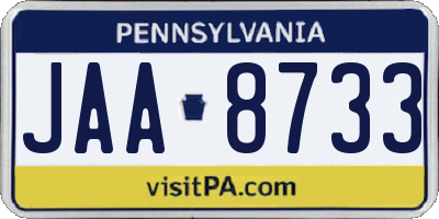 PA license plate JAA8733