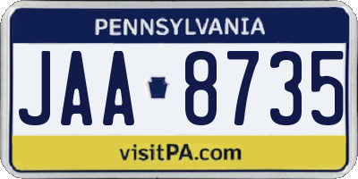 PA license plate JAA8735