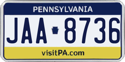 PA license plate JAA8736