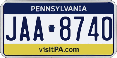 PA license plate JAA8740