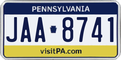 PA license plate JAA8741