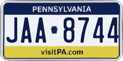 PA license plate JAA8744