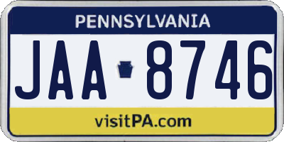 PA license plate JAA8746