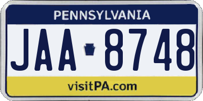 PA license plate JAA8748