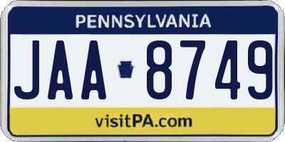 PA license plate JAA8749