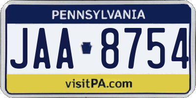 PA license plate JAA8754