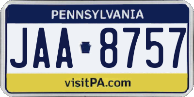 PA license plate JAA8757